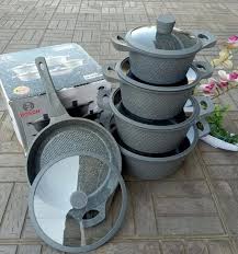 🪄 Premium 11-Piece BOSCH Granite Non-Stick Cookware Set with Glass Lids, Frying Pan, Wooden Spoon & Accessories 🍳🔥