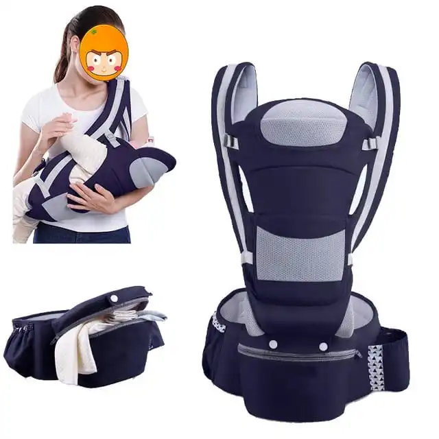 👶 Premium 2-in-1 Ergonomic Baby Carrier Knapsack with Hip Seat, Mesh Ventilation, Sun Hat & Storage – Ideal for 2 to 36 Months (Up to 20kg)