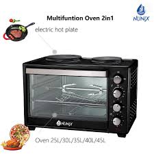 🔥 Nunix 40L Electric Rotisserie Oven 🍗 With Double Hot Plate & 4 Control Knobs – E40-RH 🍕🍖🥘