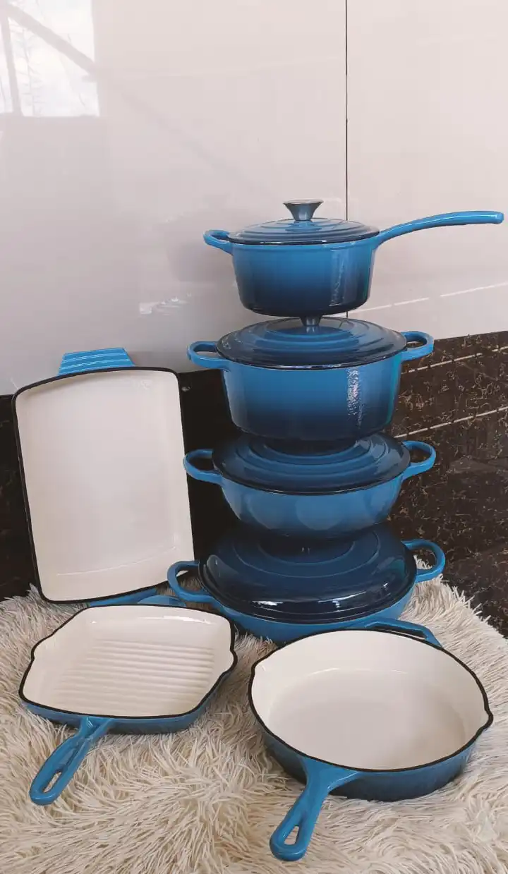 🍳✨ Original Premium 11PCS Enamel Cast Iron Cookware Set 🥘🔥 – Complete Kitchen cooking pots Collection | Heavy-Duty