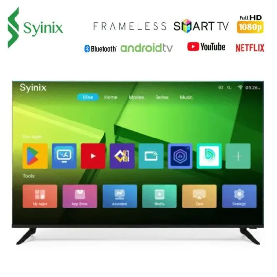 Synix 43” Thinnest syinix   Frameless Smart TV with i-Cast, Netflix, YouTube, Prime Video, Disney+, Plex, Discovery+, App Store, 16W HiFi Audio & Premium Picture Quality