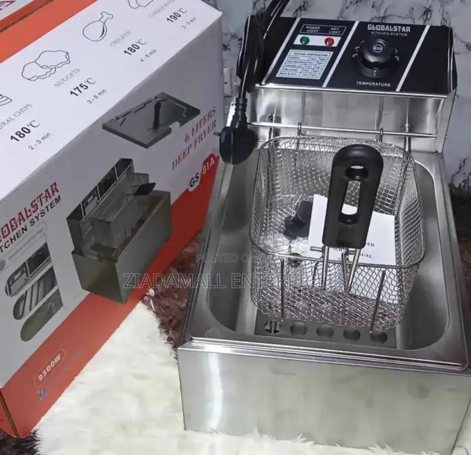 Globalstar Single Deep Fryer 🍟 Electric Stainless Steel Frying Machine | Fast Heating Oil Fryer with Basket & Adjustable Temperature | Home & Commercial Chips Maker