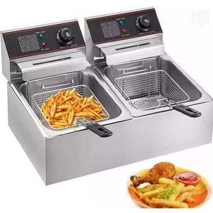 [PROMOTION PRICE] Nunix Double Deep Fryer 12L 🍟 6+6L Stainless Steel Electric Fryer | Dual Tank Commercial Chips, Chicken & Mandazi Fryer | Fast Heating Energy Efficient Kitchen Machine
