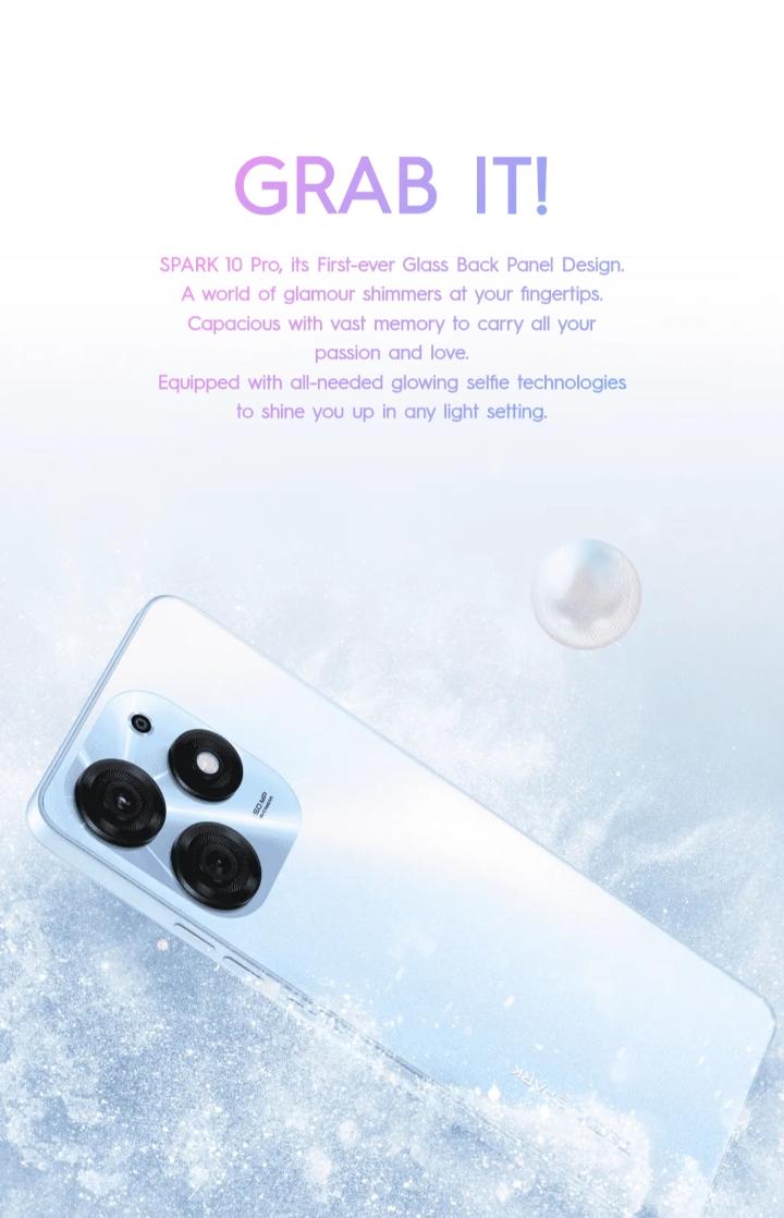 ‼️CLEARANCE‼️clearance ‼️ TECNO SPARK 10 PRO 32mp glowing selfie G88 gaming processor Robust smooth magic skin 50mp ultra clear rear camera 6.8FHD+ 90Hz refresh rate 5000mah+ 18W