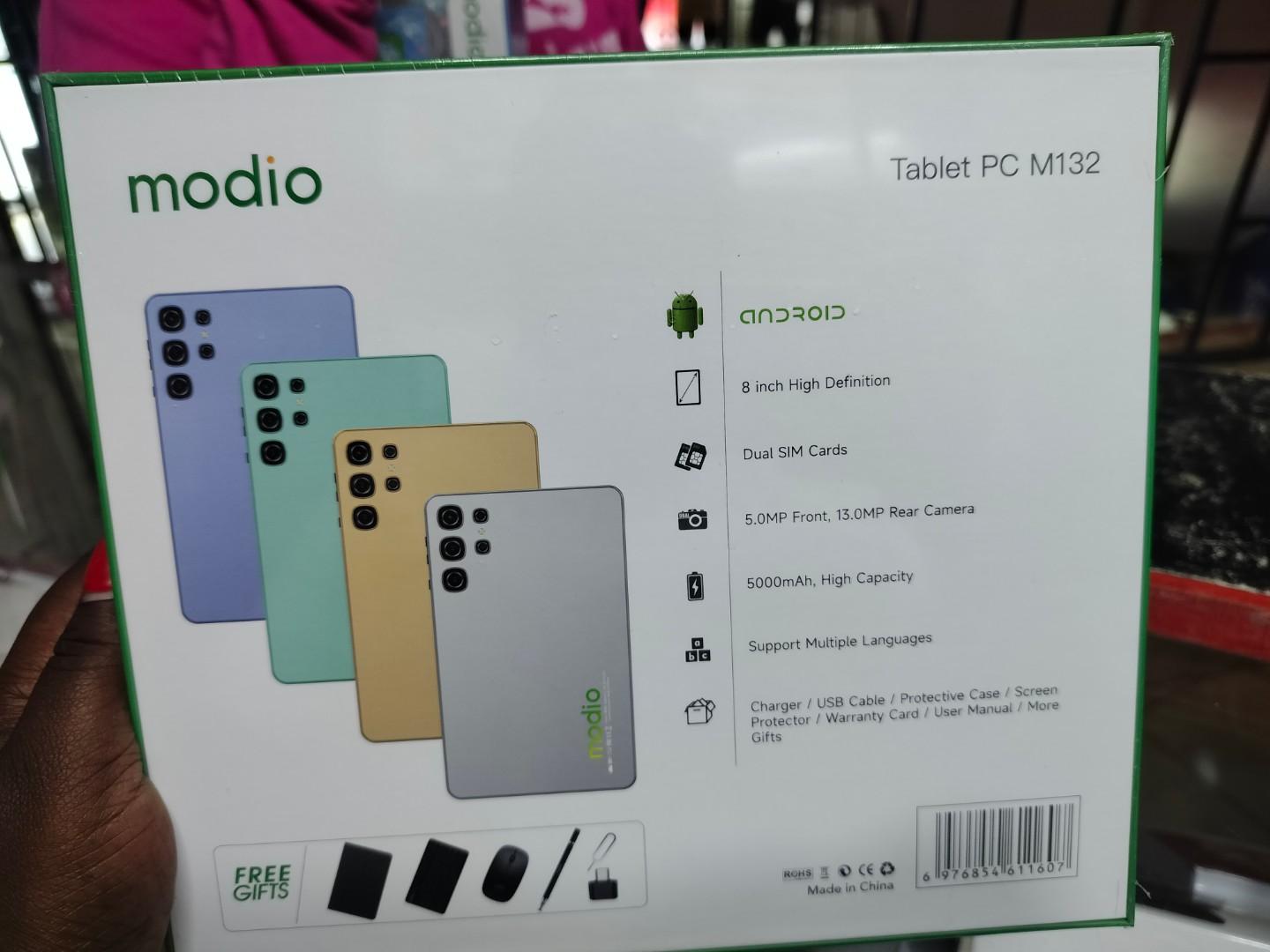 MODIO TABLET PC M132 8INCH HIGH DEFINITION DUAL SIMCARDS 5MP FRONT CAMERA 13MP REAR CAMERA  5000MAH HIGH CAPACITY LONG LASTING BATTERY SUPPORT MULTIPLE LANGUAGES HAS KEYBOARD AND MOUSE  AMAZING DESIGN