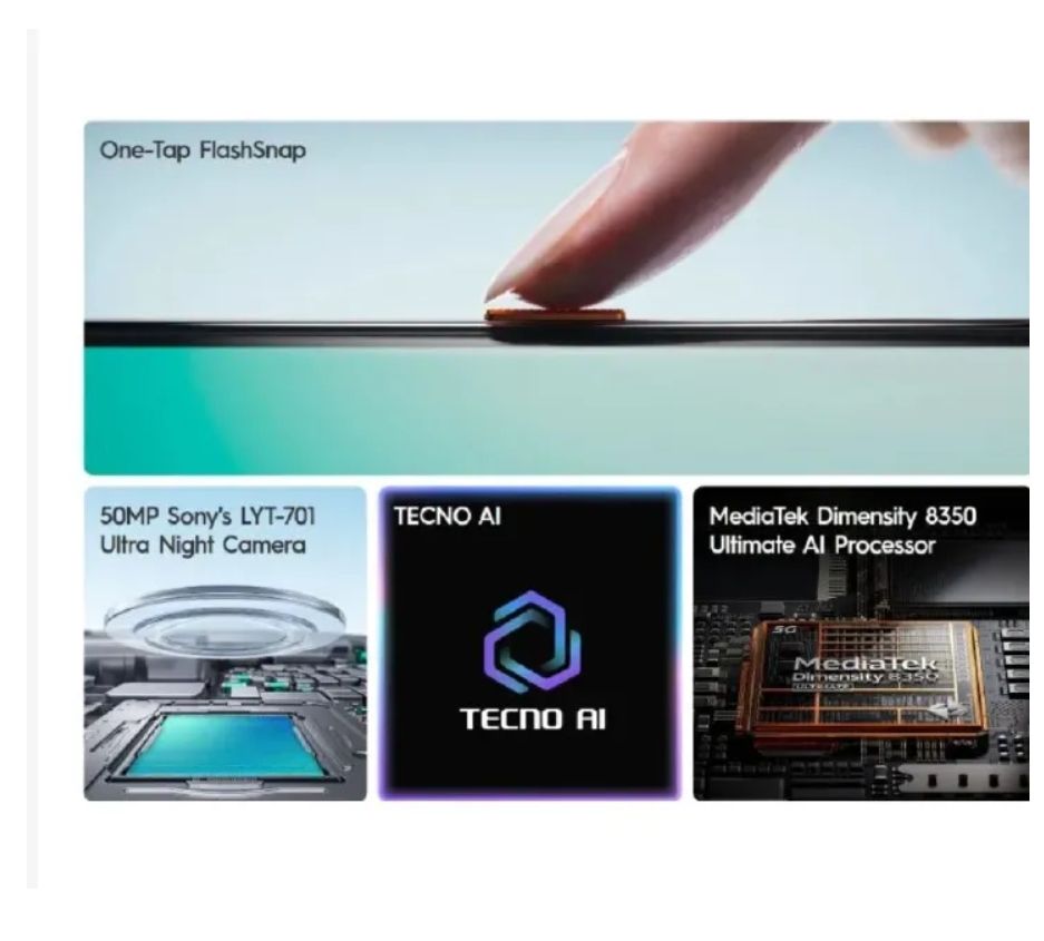 Tecno Camon 40 Premier 256GB+16(8+8)GB RAM 6.67" 144Hz LTPO AMOLED MTK Dimensity 8350 45W 5100mAh 50MP Dual Speaker Android 15 IP68/IP69 Dust Water Resistance Dual Sim SmartPhone A56