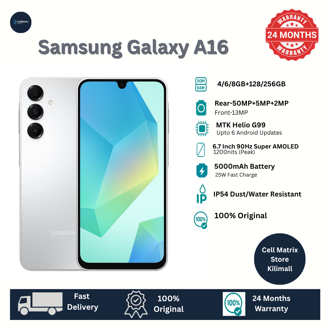 [Anniversary Sale] Samsung Galaxy A16 256GB+8GB 6.7" Super AMOLED Display 50MP Triple Camera Android 14 Mediatek Helio G99 5000mAh 25W Type-C Charge Smart Phones phone