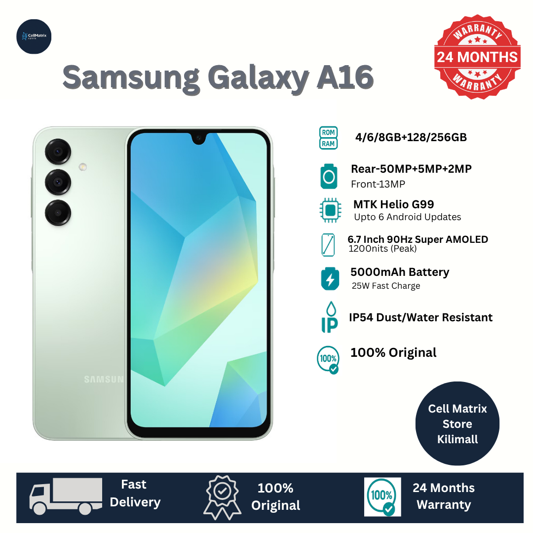 [Anniversary Sale] Samsung Galaxy A16 256GB+8GB 6.7" Super AMOLED Display 50MP Triple Camera Android 14 Mediatek Helio G99 5000mAh 25W Type-C Charge Smart Phones phone