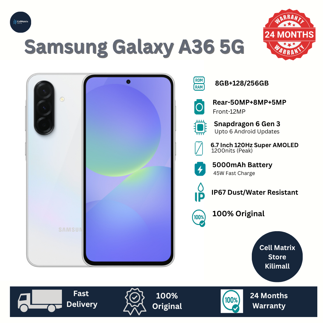 [Anniversary Sale] Samsung Galaxy A36 5G 256GB+8GB 120Hz 6.7" AMOLED 50MP Triple Camera IP67 Dust/Water Resistant Android 15 5000mAh 45W 65% in 30Min Type-C Smart Phones Fingerprint Unlock