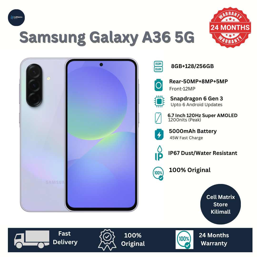 [Anniversary Sale] Samsung Galaxy A36 5G 256GB+8GB 120Hz 6.7" AMOLED 50MP Triple Camera IP67 Dust/Water Resistant Android 15 5000mAh 45W 65% in 30Min Type-C Smart Phones Fingerprint Unlock
