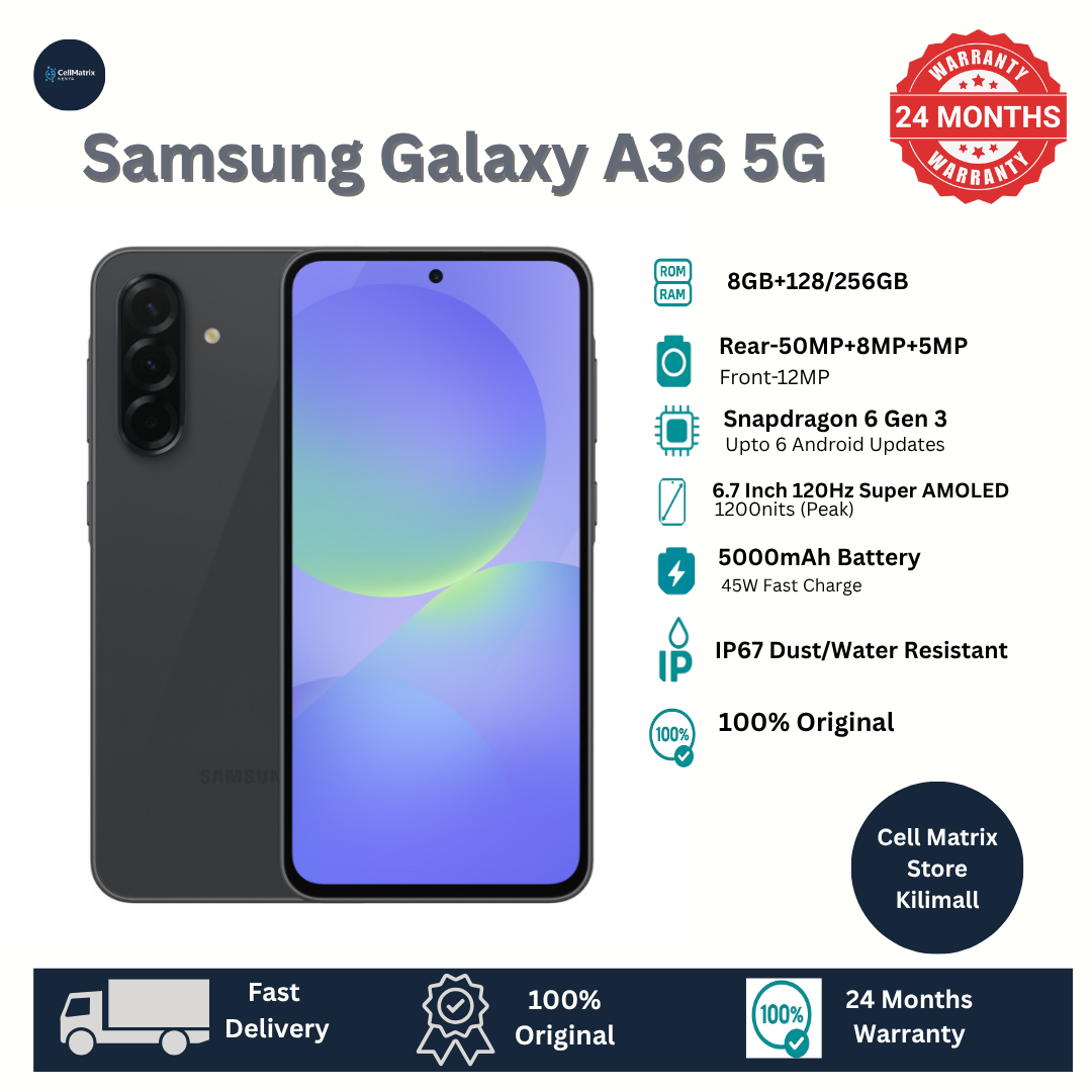 [Anniversary Sale] Samsung Galaxy A36 5G 256GB+8GB 120Hz 6.7" AMOLED 50MP Triple Camera IP67 Dust/Water Resistant Android 15 5000mAh 45W 65% in 30Min Type-C Smart Phones Fingerprint Unlock