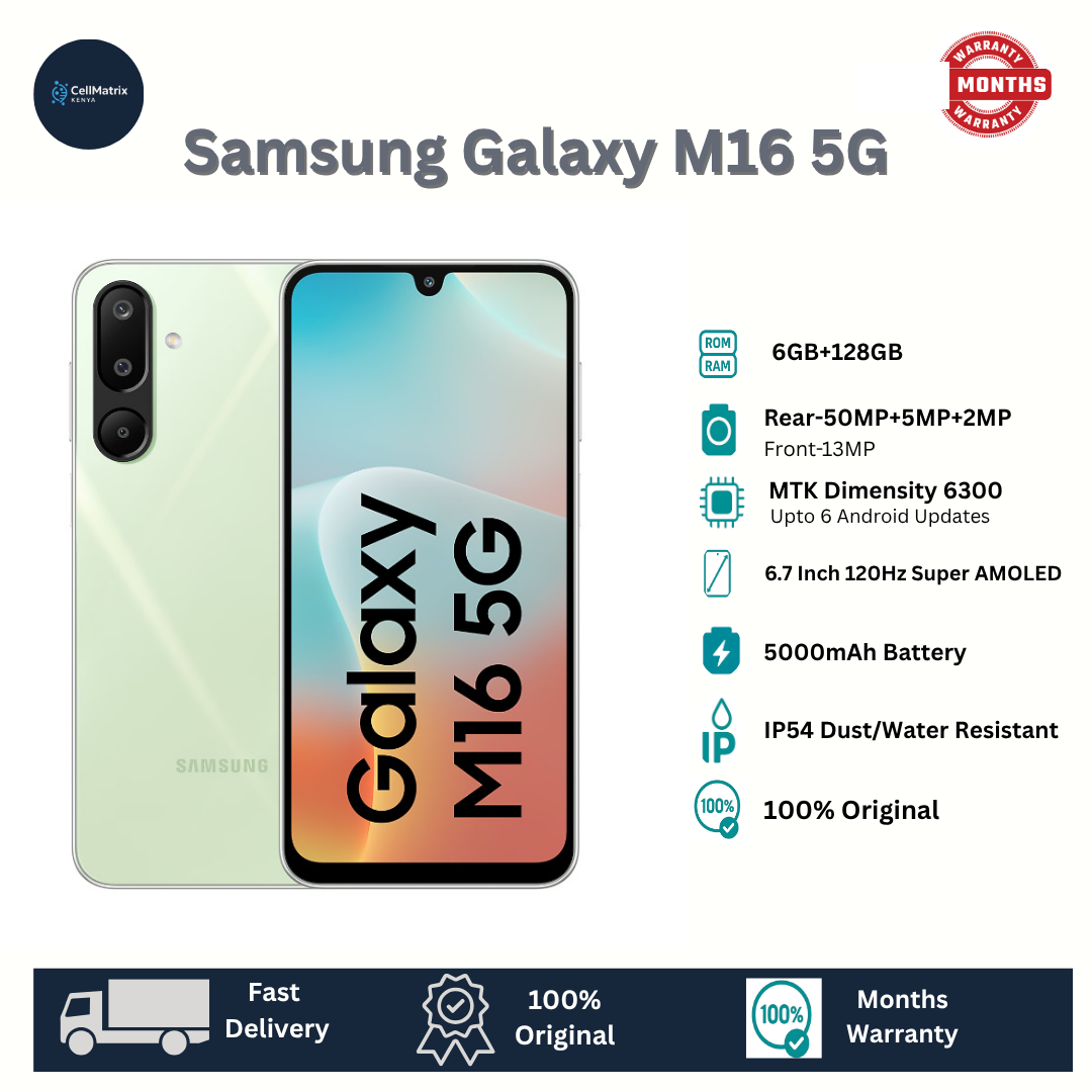 [Anniversary Sale] Samsung Galaxy M16 5G 128GB+6GB 6.7" Super AMOLED Display 50MP+13MP Camera 5000mAh Battery 25W Fast Charging IP54Dust/Water Resistant NFC Support Smartphone A56