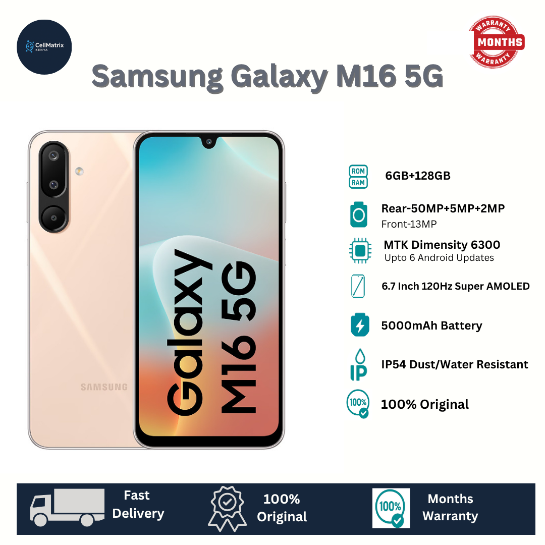 [Anniversary Sale] Samsung Galaxy M16 5G 128GB+6GB 6.7" Super AMOLED Display 50MP+13MP Camera 5000mAh Battery 25W Fast Charging IP54Dust/Water Resistant NFC Support Smartphone A56