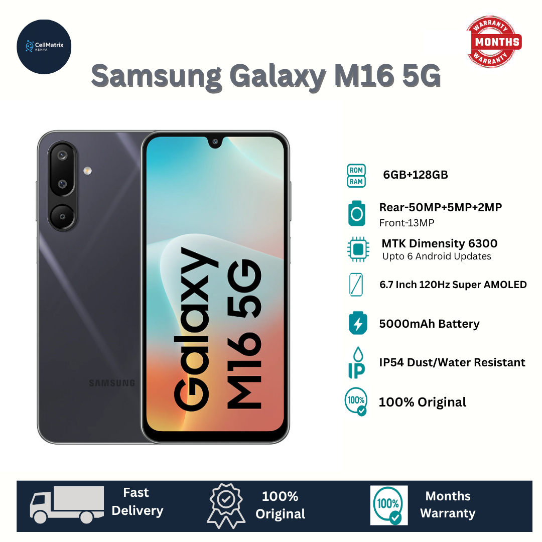 [Anniversary Sale] Samsung Galaxy M16 5G 128GB+6GB 6.7" Super AMOLED Display 50MP+13MP Camera 5000mAh Battery 25W Fast Charging IP54Dust/Water Resistant NFC Support Smartphone A56