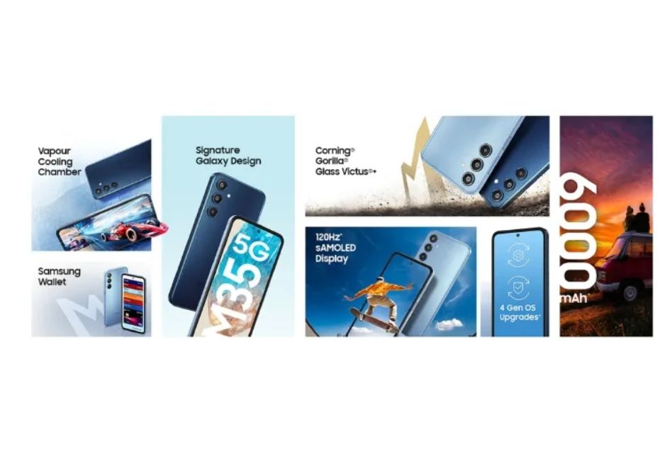 [Anniversary Offer] Samsung Galaxy M35 5G 128GB+6GB 6.6" 120Hz Super AMOLED Display 50MP Camera Huge 6000mAh Battery 25W Super Fast Wired Charging Exynos 1380 Smartphone Mobile Phone
