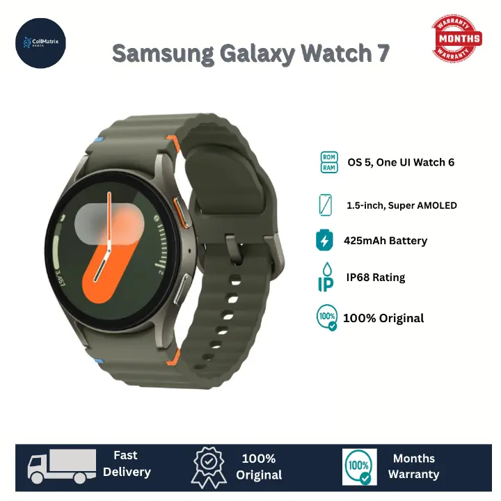 [Anniversary Sale] Samsung Galaxy Watch 7 44mm Super AMOLED 1.5" Display 425 mAh Battery 10W Wireless Charging Exynos W1000 Processor Android Wear OS 5 A16 Smartwatch IP68 Water Resistant A56