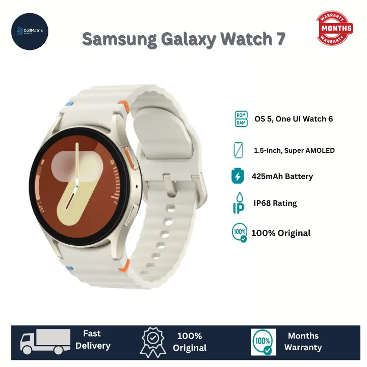 [Anniversary Sale] Samsung Galaxy Watch 7 40mm Super AMOLED 1.5" Display 425 mAh Battery 10W Wireless Charging Exynos W1000 Processor Android Wear OS 5 A16 Smartwatch IP68 Water Resistant A56