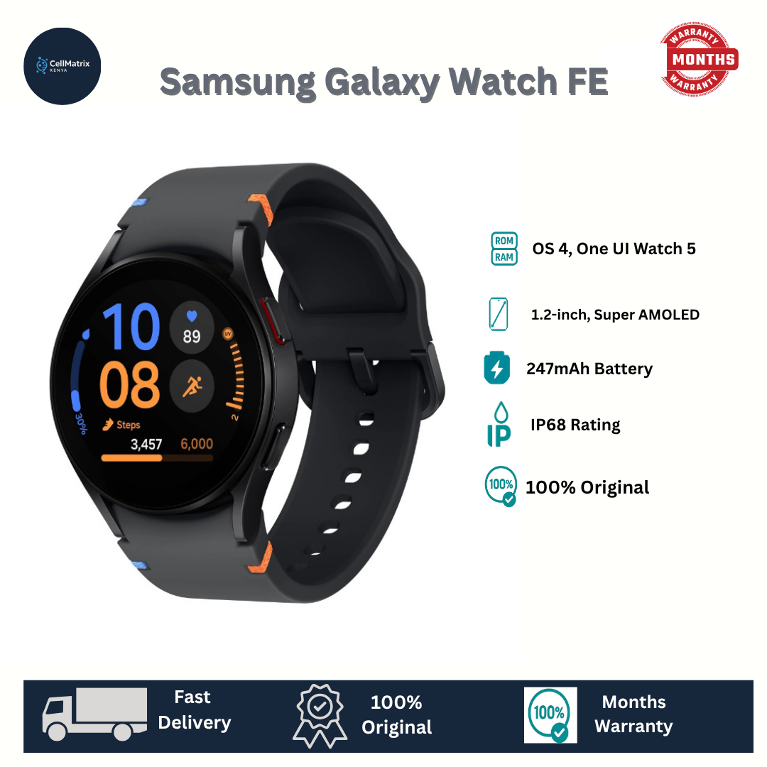[Anniversary Sale] Samsung Galaxy Watch FE 40mm 16GB ROM+1.5GB RAM 1.2 Inches Super AMOLED Android Wear OS 4 One UI Watch 5 Exynos W920 247mAh Battery Wireless (Qi) Samsung Pay Smart Watch A56