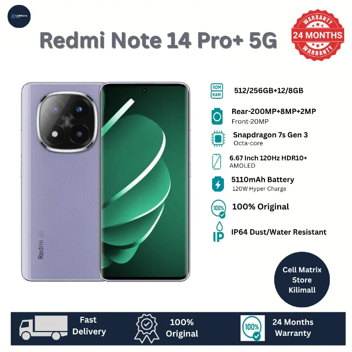[Anniversary Sale] Xiaomi Redmi Note 14 Pro+ 5G 12GB+512GB 6.67" 120Hz Curved AMOLED Display 200MP Camera 5110mAh Battery Dual SIM IP68Water/Dust Resistant 120W Note 14 Pro Plus SmartPhone