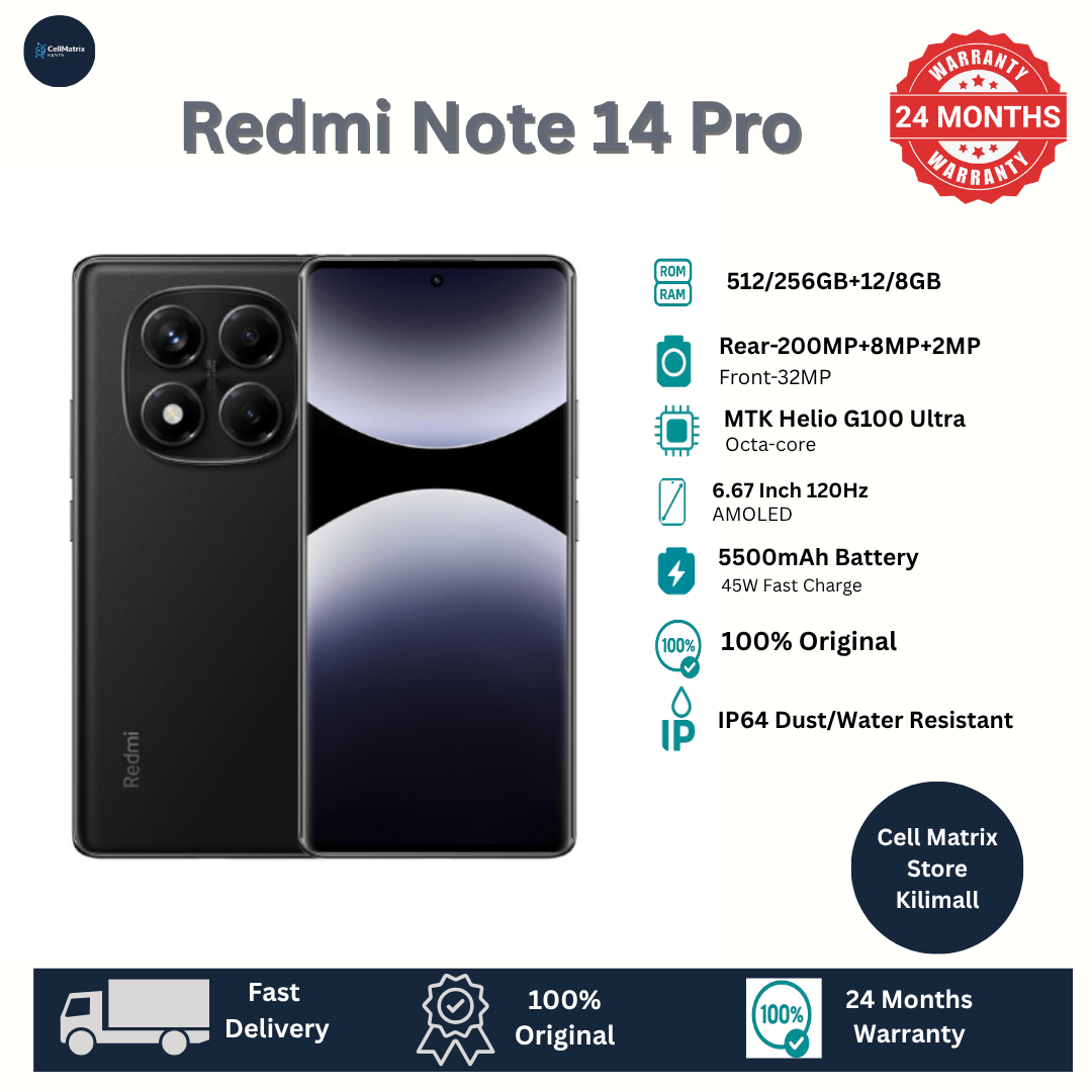 [Anniversary Sale] XIAOMI Redmi Note 14 Pro 8GB+256GB 6.67" 120Hz AMOLED Display 200MP Camera IP64 Dust and Splash Resistant 5500mAh Battery 45W Fast Charging SmartPhone Redmi 14C