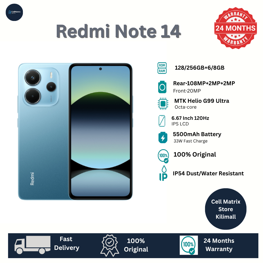 [Anniversary Sale] XIAOMI Redmi Note 14 6GB+128GB 6.67" AMOLED 120Hz Display 108MP Camera 5500mAh Battery IP54 Dust and Splash resistant Fingerprint Unlock 33W Fast Charge SmartPhones