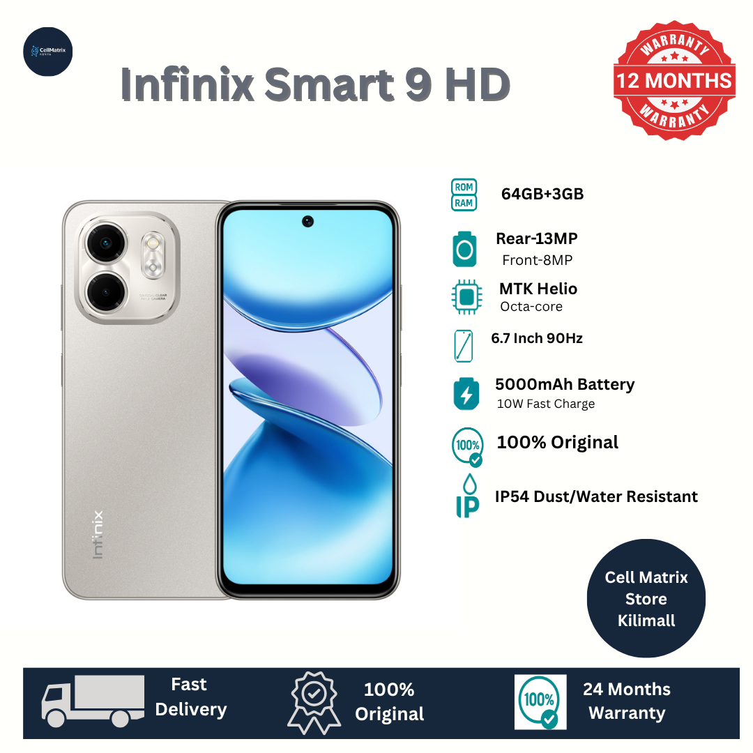 [Anniversary Sale] Infinix SMART 9 HD 6(3+3)GB RAM + 64GB 6.7" 90Hz Brand New Phone Dual SIM 4G 5000mAh Battery With Type-C Charging 13MP Camera G81 Fingerprint Lock Android 14 SmartPhones