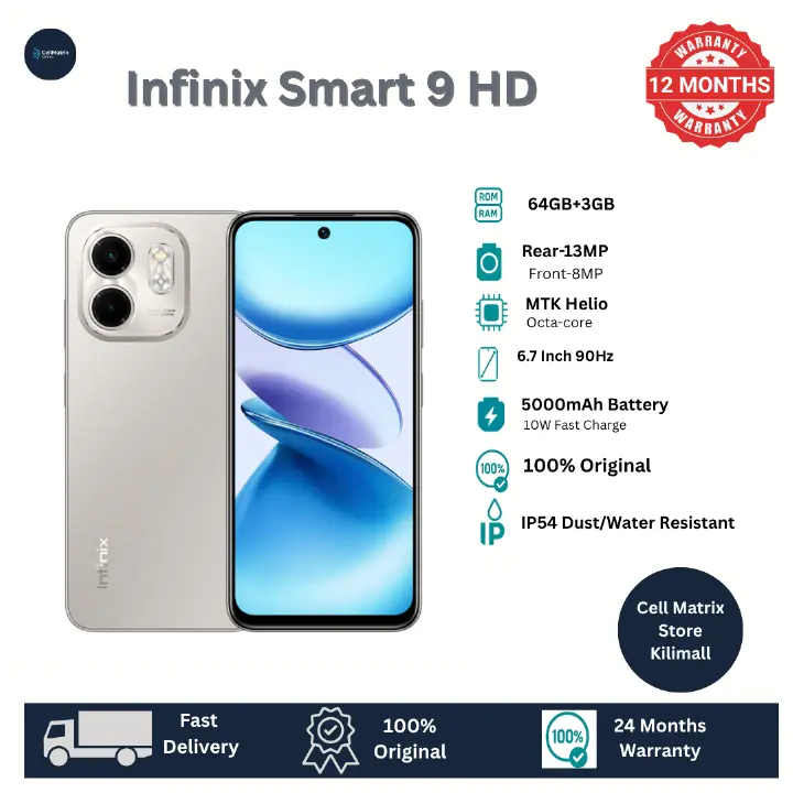 [Anniversary Sale] Infinix SMART 9 HD 6(3+3)GB RAM + 64GB 6.7" 90Hz Brand New Phone Dual SIM 4G 5000mAh Battery With Type-C Charging 13MP Camera G81 Fingerprint Lock Android 14 SmartPhones