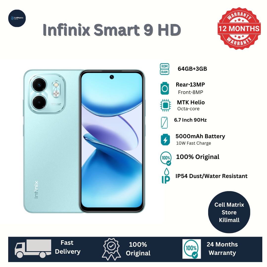 [Anniversary Sale] Infinix SMART 9 HD 6(3+3)GB RAM + 64GB 6.7" 90Hz Brand New Phone Dual SIM 4G 5000mAh Battery With Type-C Charging 13MP Camera G81 Fingerprint Lock Android 14 SmartPhones