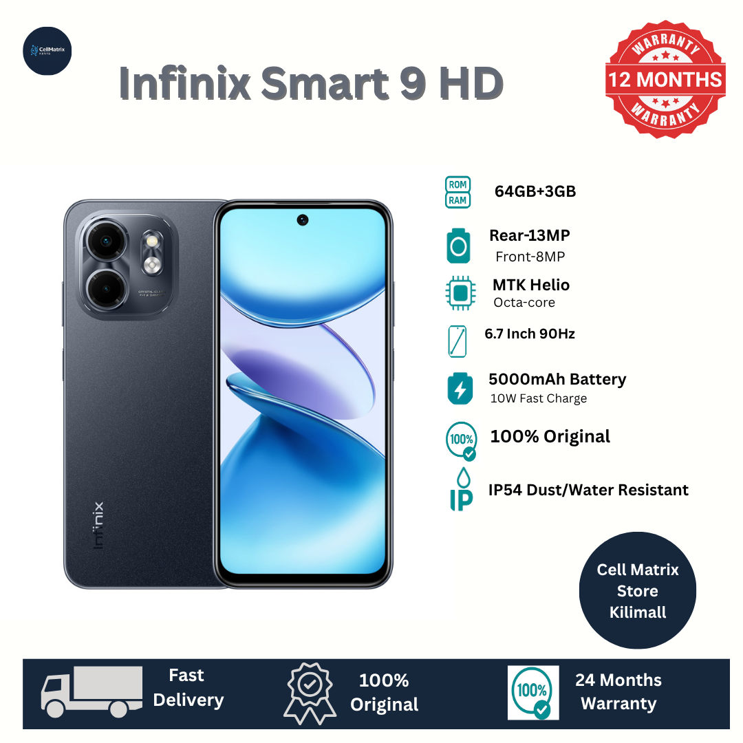 [Anniversary Sale] Infinix SMART 9 HD 6(3+3)GB RAM + 64GB 6.7" 90Hz Brand New Phone Dual SIM 4G 5000mAh Battery With Type-C Charging 13MP Camera G81 Fingerprint Lock Android 14 SmartPhones
