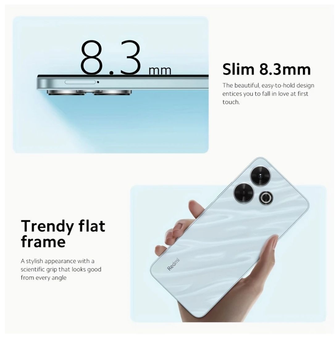 [Anniversary Sale] XIAOMI Redmi 13 8GB+256GB 6.79" 90Hz Display 108MP Camera MTK Helio G91 Ultra 5030mAh Battery 33W Charge IP53 Dust/Water Resistant Android Smart Phones FingerPrint Unlock