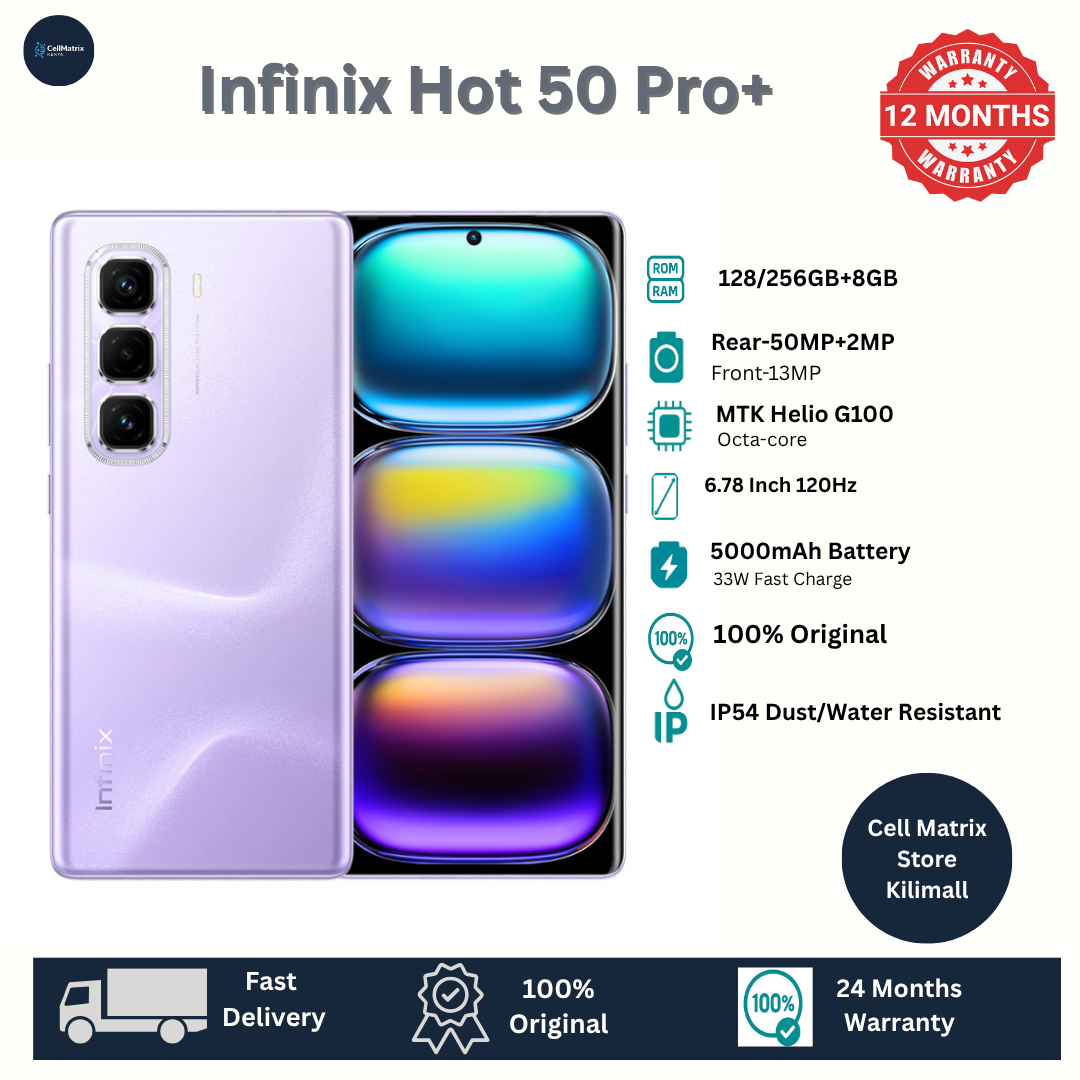 [Anniversary Sale] Infinix Hot 50 Pro Plus 128GB+16(8+8)GB 6.7" 3D-Curved AMOLED 120Hz Screen Phone 5000mAh With 33W Type-C 50MP Camera MTK Helio G100 Fingerprint Lock Hot 50 Pro+ Smart Phone