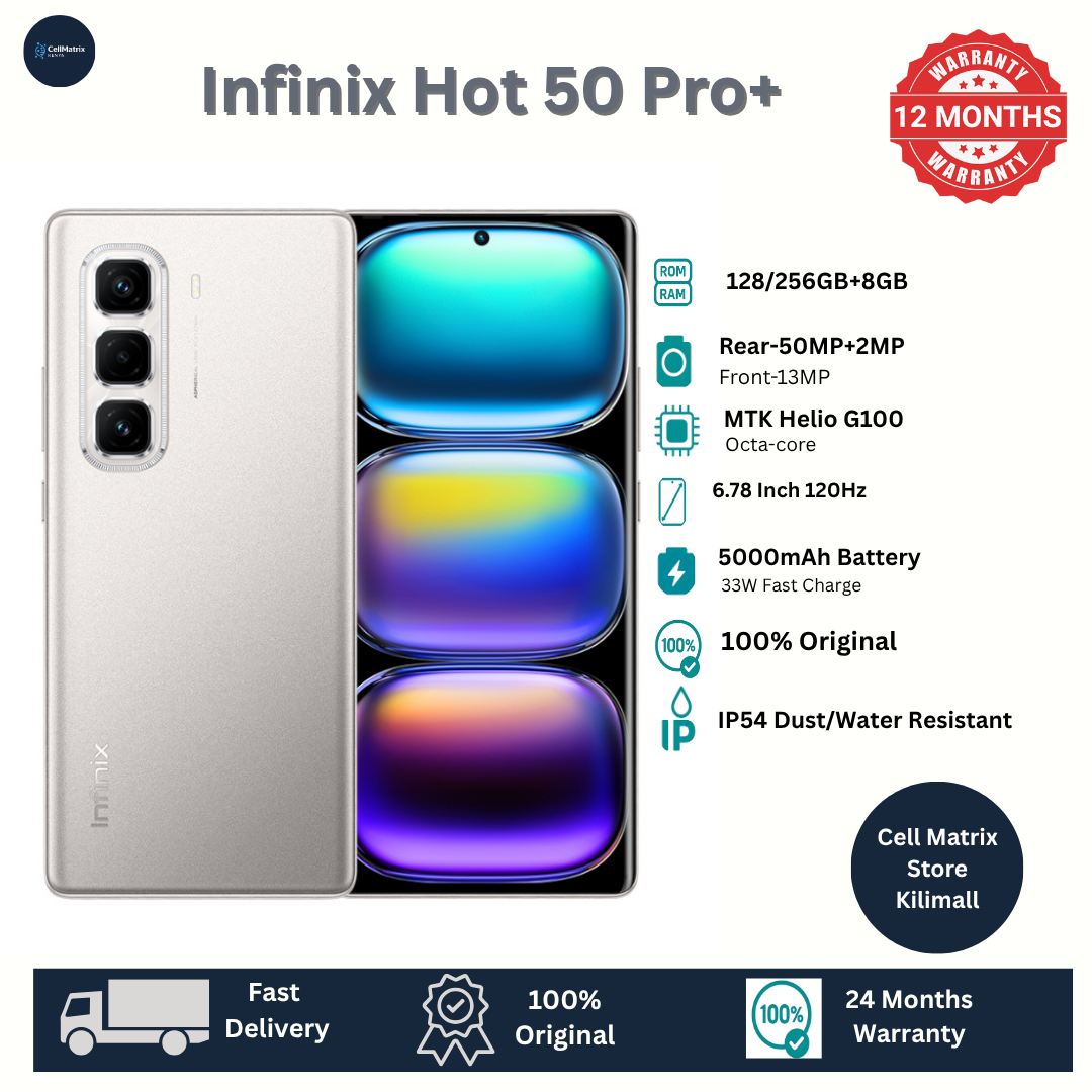 [Anniversary Sale] Infinix Hot 50 Pro Plus 128GB+16(8+8)GB 6.7" 3D-Curved AMOLED 120Hz Screen Phone 5000mAh With 33W Type-C 50MP Camera MTK Helio G100 Fingerprint Lock Hot 50 Pro+ Smart Phone