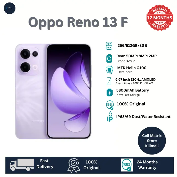 [Anniversary Sale] Oppo Reno 13F 8GB+256GB 6.67 Inches AMOLED 120Hz Display 50MP+32MP Front and Back Camera 5800mAh Battery 45W Fast Charge IP69 Dust/Water Resistant SmartPhone Tecno Camon 40 Pro