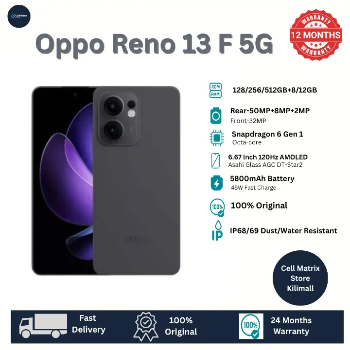 [Anniversary Sale] Oppo Reno 13F 5G 12GB+512GB 6.67 Inches AMOLED 120Hz Display 50MP+32MP Front and Back Camera 5800mAh Battery 45W Fast Charge IP69 Dust Water Pressure Resistant SmartPhone