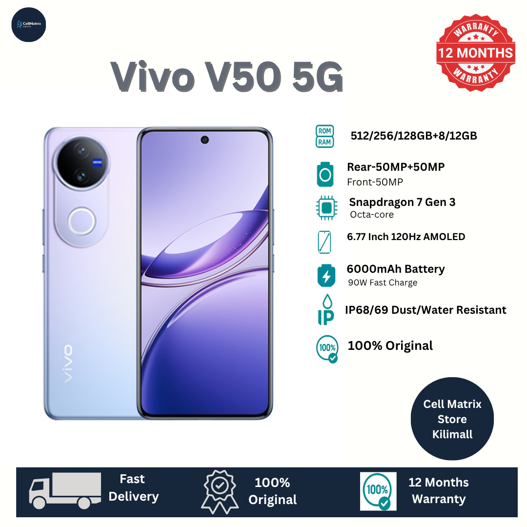 [Anniversary Sale] Vivo V50 512GB+8GB 6.77 Inches 120Hz Display 50MP+50MP Cameras Snapdragon 7 Gen 3 Processor 6000mAh Battery 90W SuperFast Charging IP68/69Dust/Water Resistant Smartphone