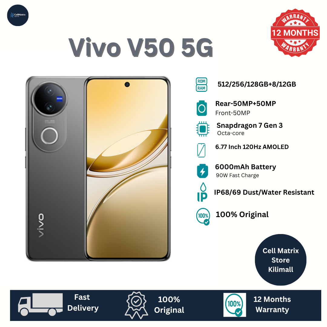 [Anniversary Sale] Vivo V50 512GB+8GB 6.77 Inches 120Hz Display 50MP+50MP Cameras Snapdragon 7 Gen 3 Processor 6000mAh Battery 90W SuperFast Charging IP68/69Dust/Water Resistant Smartphone