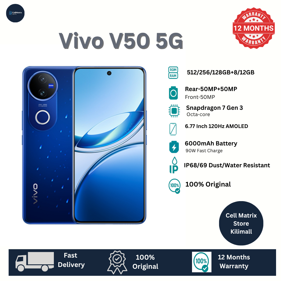 [Anniversary Sale] Vivo V50 512GB+8GB 6.77 Inches 120Hz Display 50MP+50MP Cameras Snapdragon 7 Gen 3 Processor 6000mAh Battery 90W SuperFast Charging IP68/69Dust/Water Resistant Smartphone