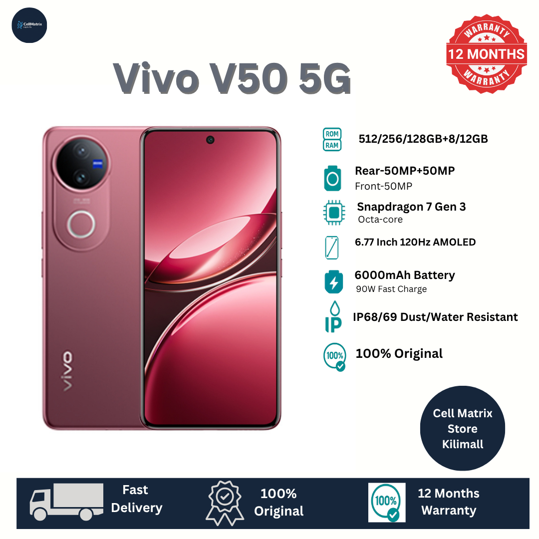 [Anniversary Sale] Vivo V50 512GB+8GB 6.77 Inches 120Hz Display 50MP+50MP Cameras Snapdragon 7 Gen 3 Processor 6000mAh Battery 90W SuperFast Charging IP68/69Dust/Water Resistant Smartphone