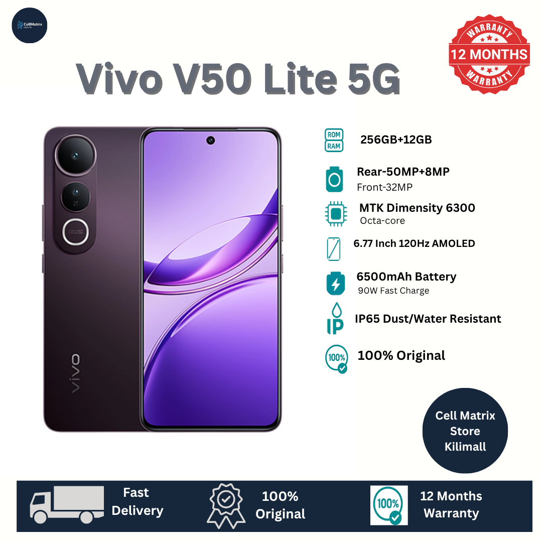 [Anniversary Sale] Vivo V50 Lite 5G 256GB+8GB 6.77" AMOLED 120Hz Display 50MP+32MP Camera 6500mAh Battery 90W SuperFast Charging IP65 Dust/Water Resistant MTK Dimensity 6300 Processor Smartphone