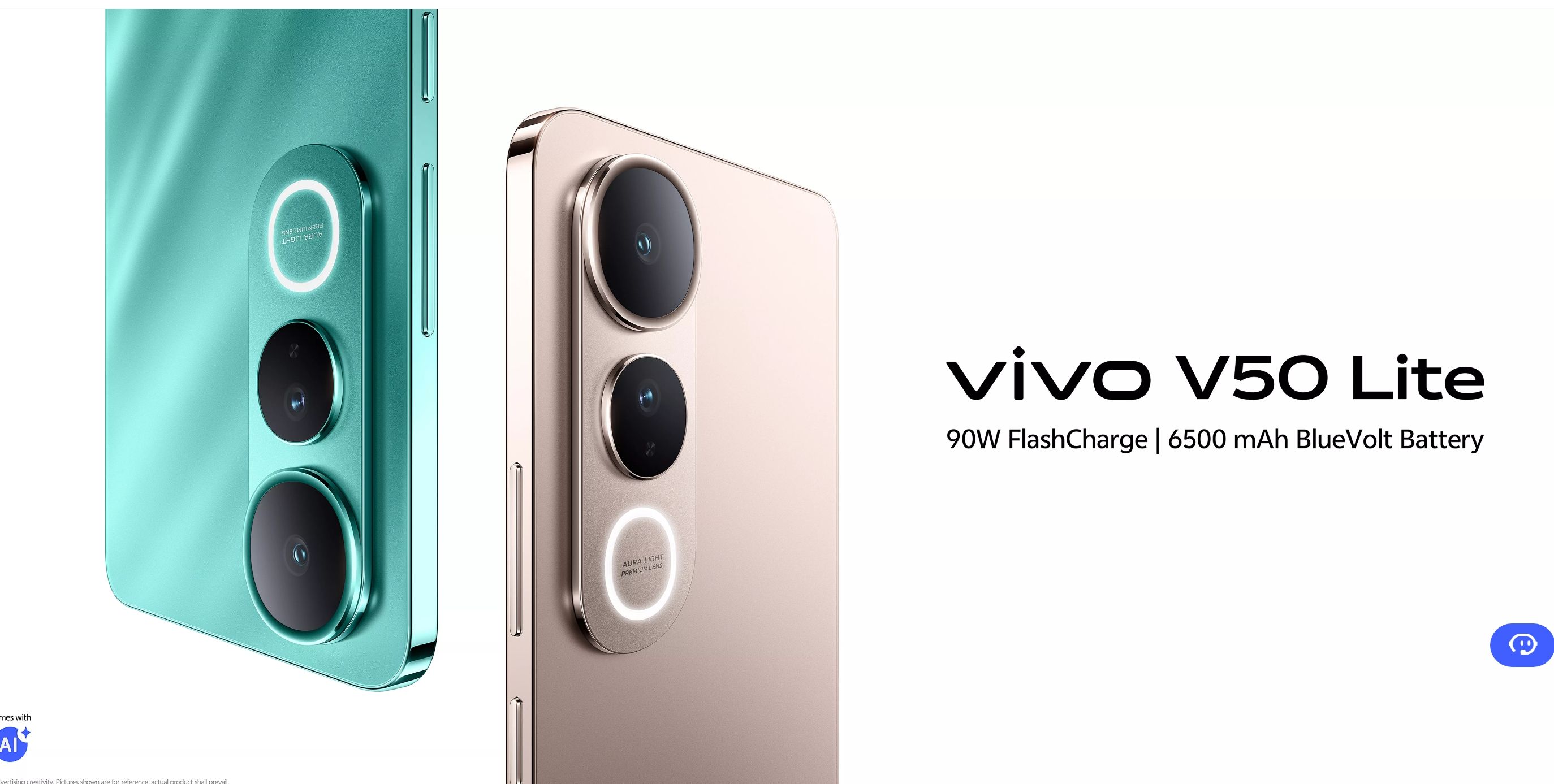 [Brand New] Vivo V50 Lite 256GB+8GB 6.77" AMOLED 120Hz Display 50MP+32MP Camera 6500mAh Battery 90W SuperFast Charging IP65 Dust/Water Resistant Snapdragon 685(6 nm) Processor Android Smartphone