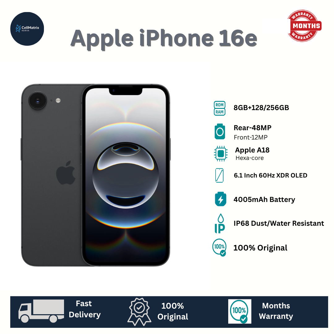[Anniversary Sale] Apple iPhone 16e 128GB+8GB 6.1" Super Retina XDR OLED Display 48MP+12MP Cameras 4005mAh Battery Face ID IP68 Dust/Water Resistant Ceramic Shield Apple A18 Bionic iOS Smart Phone