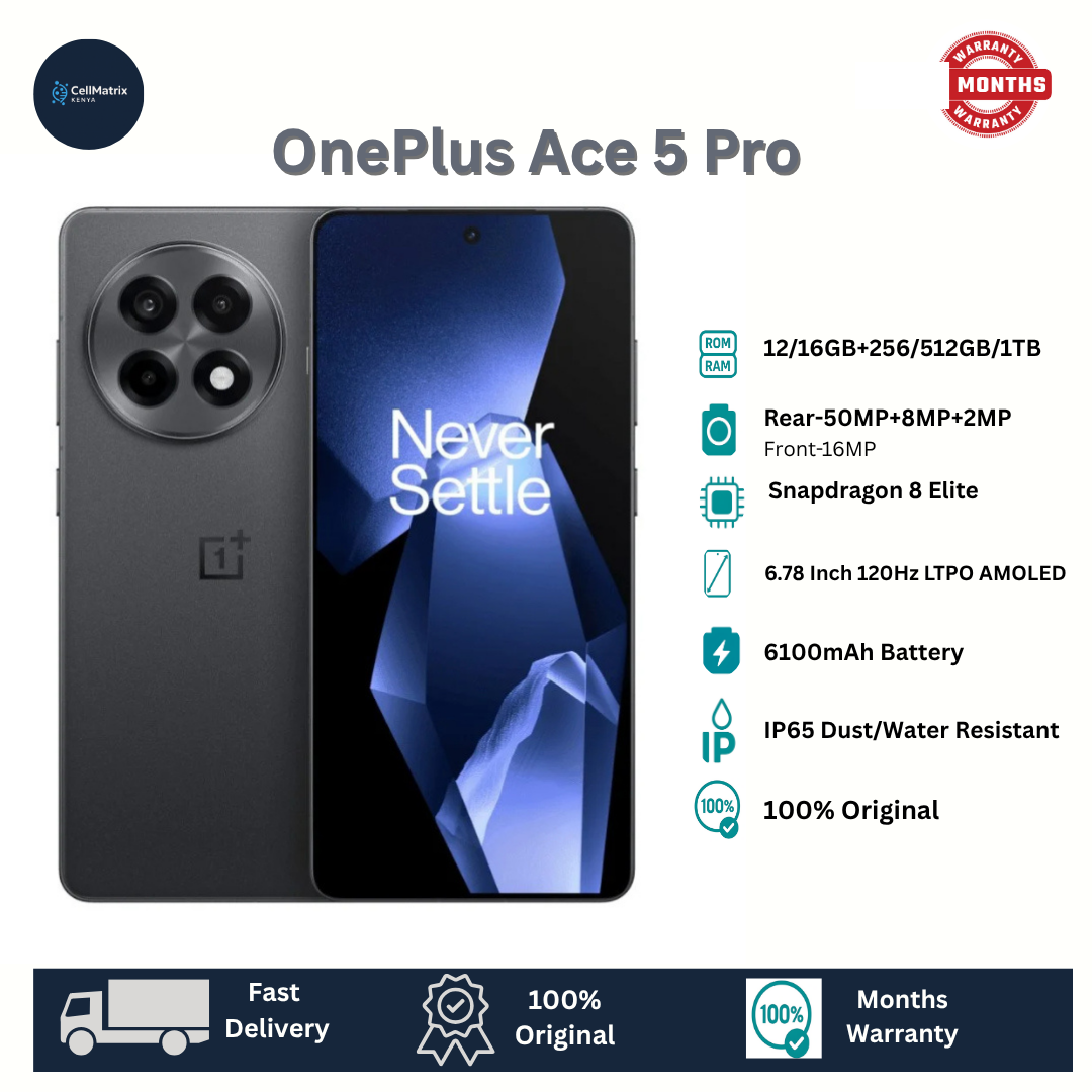 [Anniversary Sale] OnePlus Ace 5 Pro 5G 512GB+12GB 6.78" Fluid LTPO AMOLED Display 50MP Camera 6100mAh Battery 100W Superfast Charging IP65 Dust/Water Resistant Snapdragon 8 Elite Smartphone