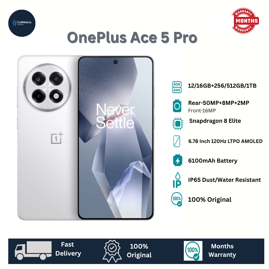 [Anniversary Sale] OnePlus Ace 5 Pro 5G 512GB+12GB 6.78" Fluid LTPO AMOLED Display 50MP Camera 6100mAh Battery 100W Superfast Charging IP65 Dust/Water Resistant Snapdragon 8 Elite Smartphone