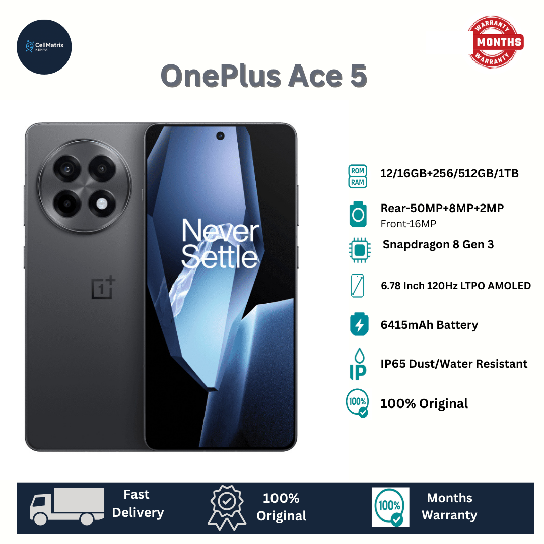 [Anniversary Sale] OnePlus Ace 5 5G 512GB+12GB 6.78" Fluid LTPO AMOLED Display 50MP Camera 6415mAh Battery 80W Superfast Charging IP65 Dust/Water Resistant Snapdragon 8 Gen 3 Smartphone