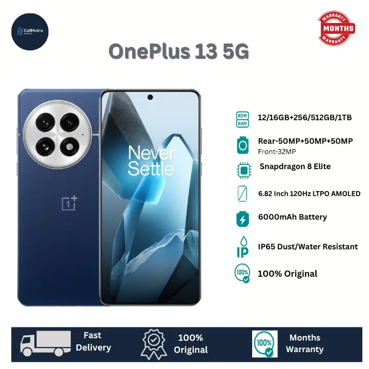 [Anniversary Sale] OnePlus 13 512GB+12GB 6.82" LTPO 4.1 AMOLED HDR10+ 120Hz Display 50MP Camera 6000mAh Battery 100W Fast Charging IP68/69 Dust/Water Resistant Android 15 Smartphone