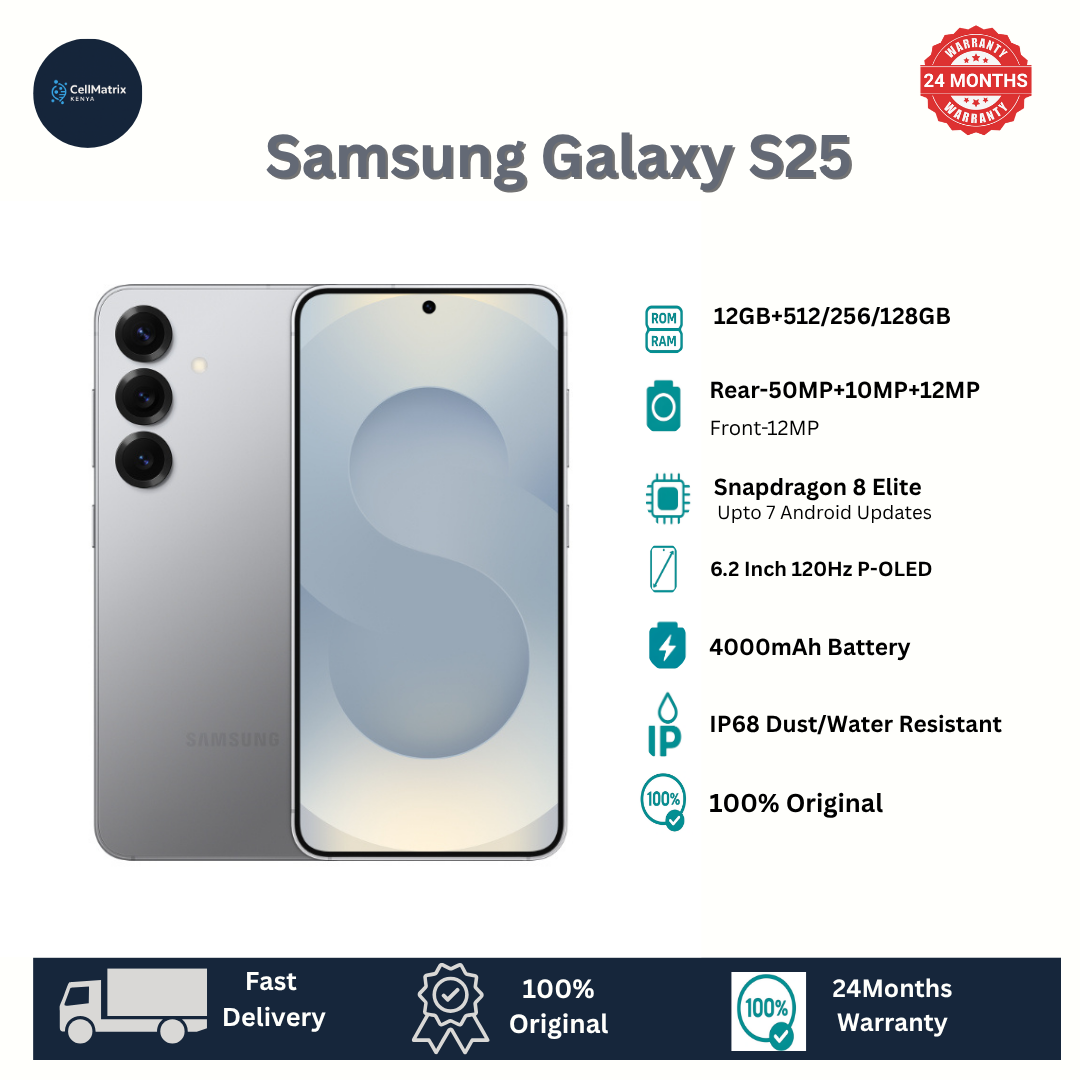 Samsung Galaxy S25 12GB+256GB 6.2" Dynamic LTPO AMOLED 2X 120Hz HDR10+ 50MP Camera 4000mAh Battery 25W Fast Charging 15W Wireless IP68 e-SIM Ultra-Sonic Fingerprint AI Smartphone S25