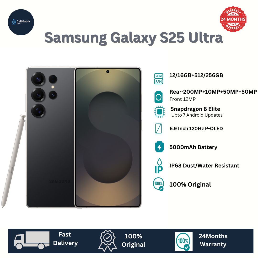 Samsung Galaxy S25 Ultra 12GB+256GB 6.9" Dynamic LTPO AMOLED 2X 120Hz HDR10+ 200MP Camera 5000mAh Battery 45W Fast Charging 15W Wireless IP68 e-SIM Ultra-Sonic Fingerprint AI Smartphone S25 A56