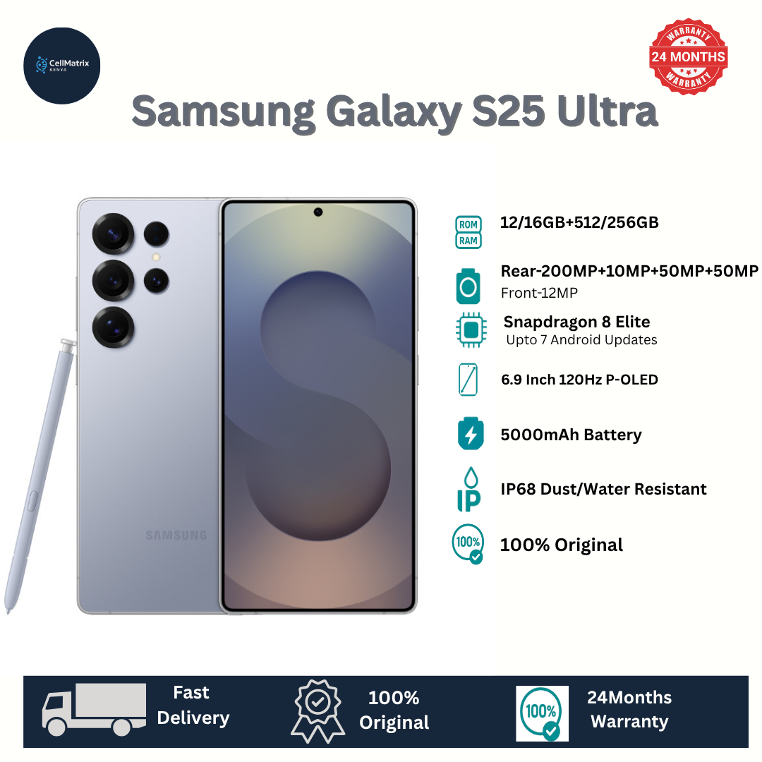 Samsung Galaxy S25 Ultra 12GB+256GB 6.9" Dynamic LTPO AMOLED 2X 120Hz HDR10+ 200MP Camera 5000mAh Battery 45W Fast Charging 15W Wireless IP68 e-SIM Ultra-Sonic Fingerprint AI Smartphone S25 A56