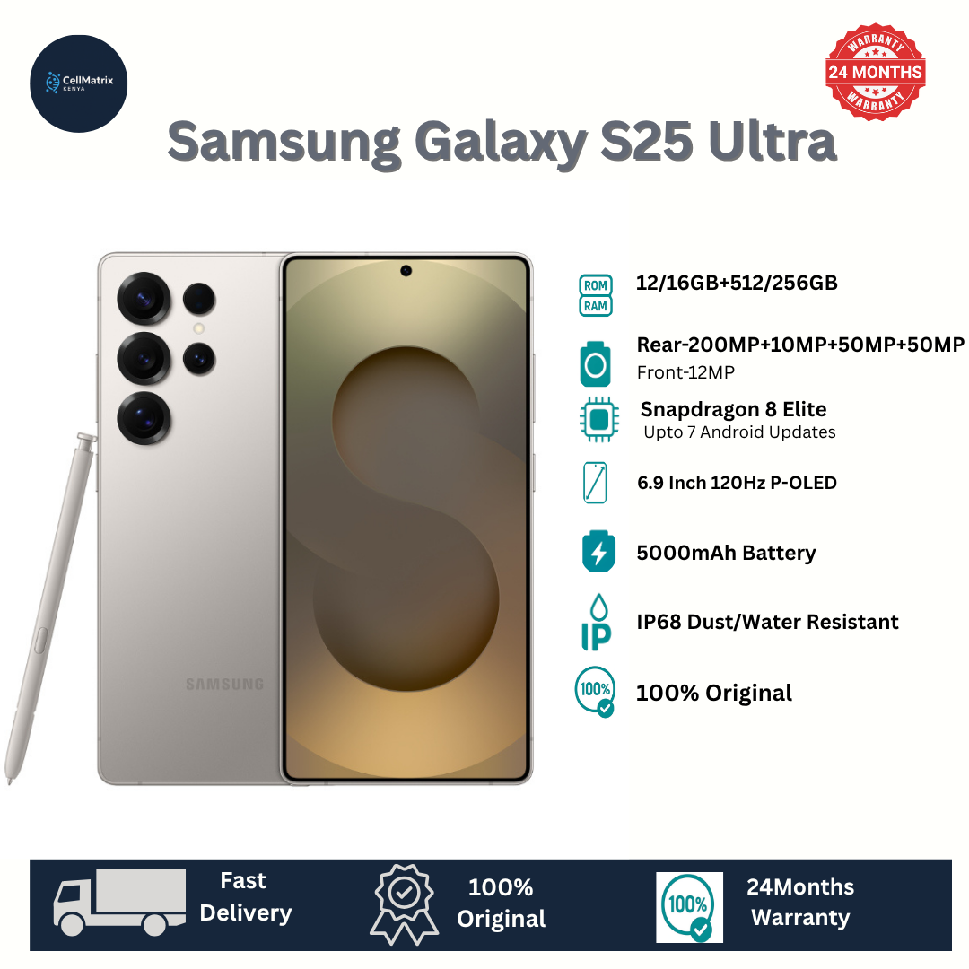 Samsung Galaxy S25 Ultra 12GB+256GB 6.9" Dynamic LTPO AMOLED 2X 120Hz HDR10+ 200MP Camera 5000mAh Battery 45W Fast Charging 15W Wireless IP68 e-SIM Ultra-Sonic Fingerprint AI Smartphone S25 A56