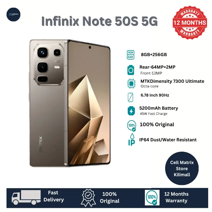 [New Arrivals] Infinix Note 50s 5G 256GB+16GB (8+8)GB RAM 6.78" 144Hz Curved Screen Dual SIM Phone 64MP Camera 5200mAh Battery 45W Charging MediaTek Dimensity 7300 Ultimate Smart AI Phones Smartphone
